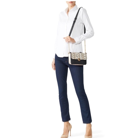 TORY Burch Chelsea Colorblock Snake Classic Flap Mini Crossbody Bag - Picture 2 of 16